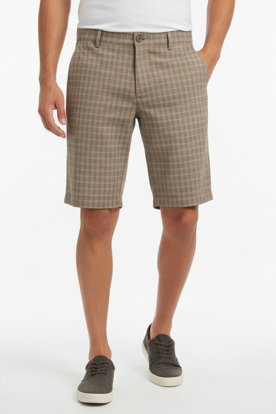 Bermuda uomo BerWich - fantasia quadri - beige