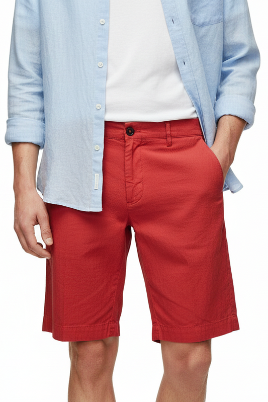 Bermuda uomo BerWich - Tessuto martellato - Rosso