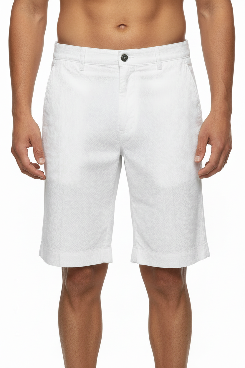 Pantaloncini Bermuda uomo BerWich in tessuto martellato bianco, stile casual e moda uomo.