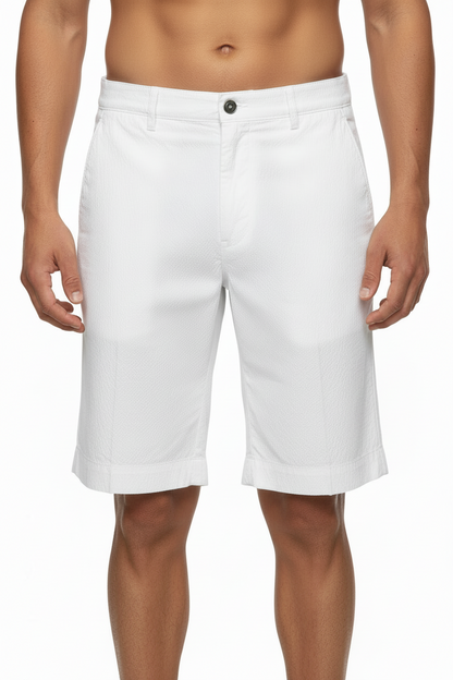 Pantaloncini Bermuda uomo BerWich in tessuto martellato bianco, stile casual e moda uomo.