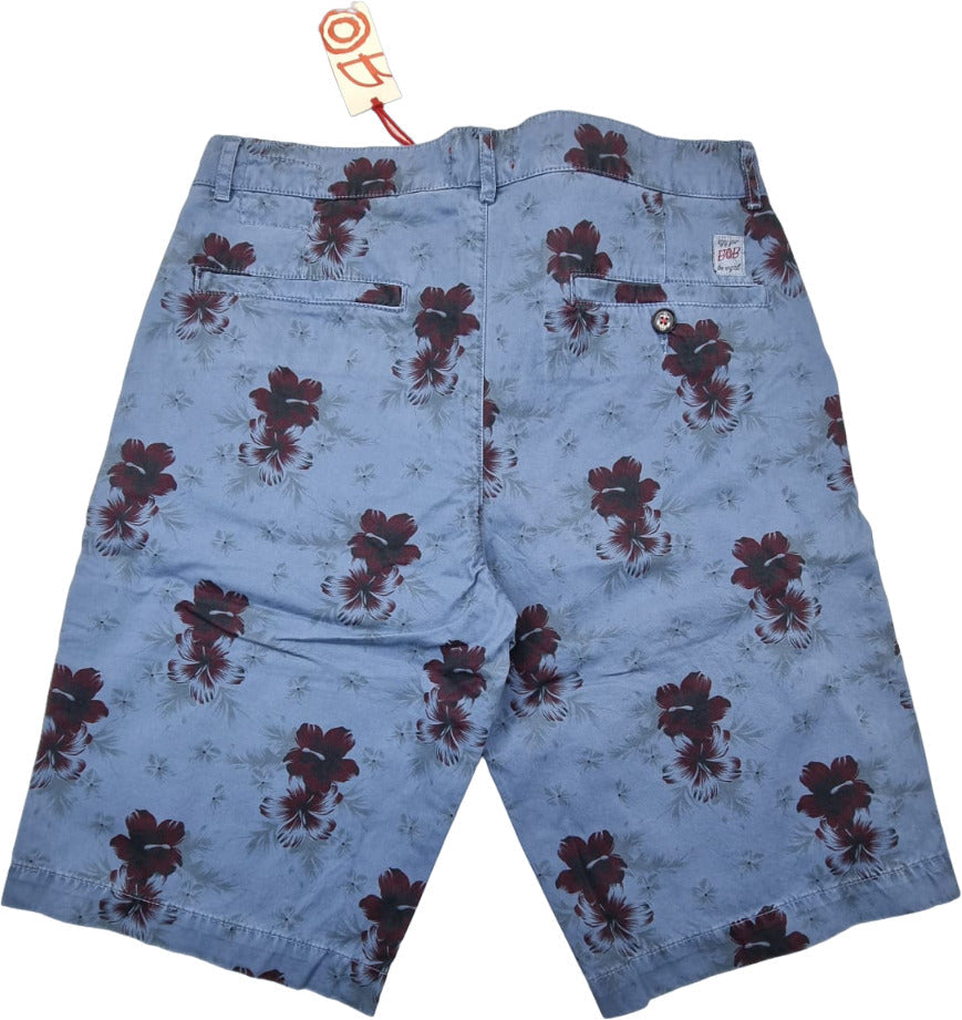 Bermuda uomo Bob Company con fantasia floreale blu, pantaloncini di moda per uomo, tessuto leggero e stile estivo