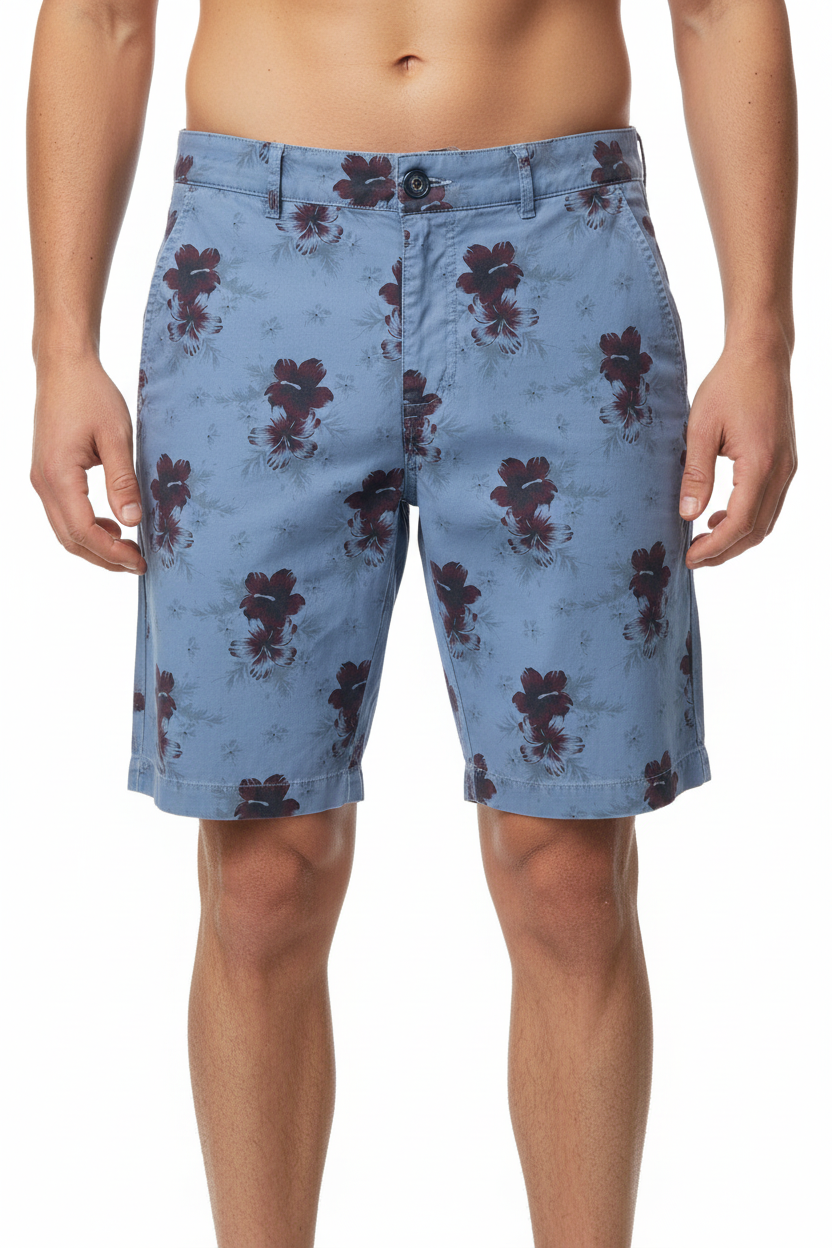 Bermuda uomo Bob Company con fantasia floreale in colore blu, pantaloncini di moda per uomo.
