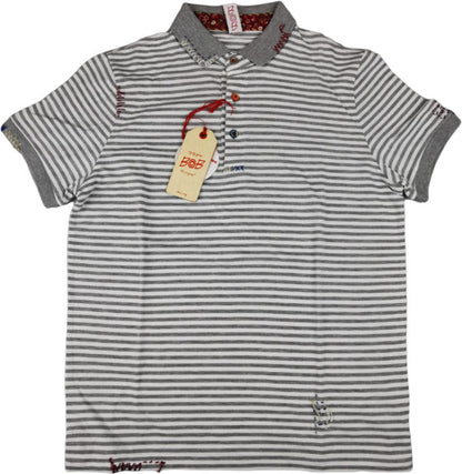 Polo uomo Bob Company con fantasia righe orizzontali, maglia a maniche corte in bianco, stile casual e moderno