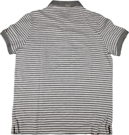 Polo uomo Bob Company con fantasia a righe orizzontali, maniche corte e colletto classico, in tessuto bianco con righe colorate.