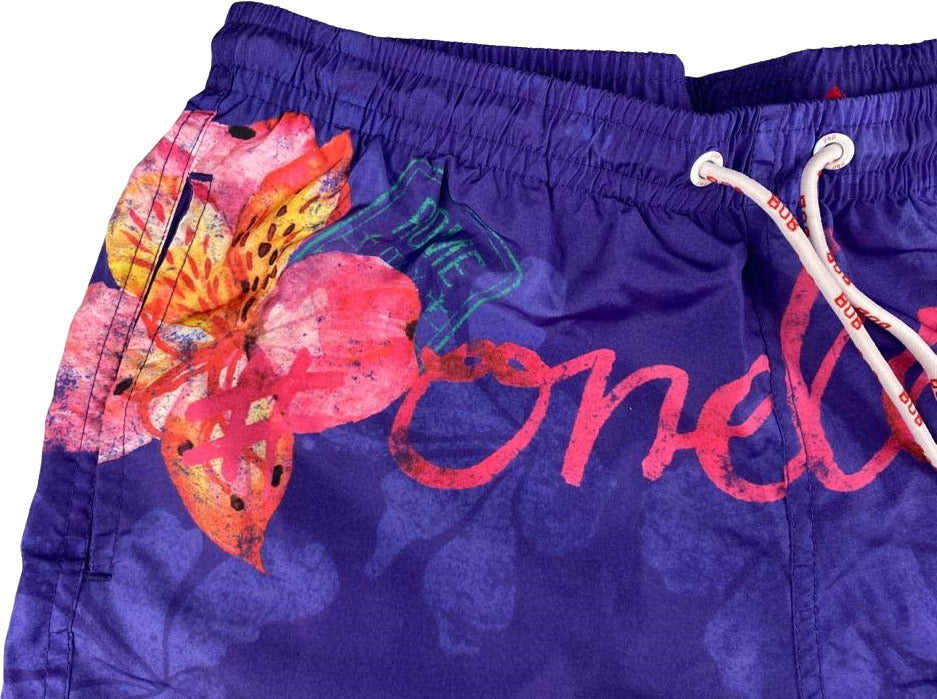 Boxer mare da uomo Bob Company, fantasia con disegni vari, colore viola, ideale per sport acquatici e tempo libero.