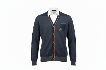 Cardigan uomo Bob the Original in misto cotone, lana merino, colore fango, con bottoni, made in Italy, abbigliamento moda uomo
