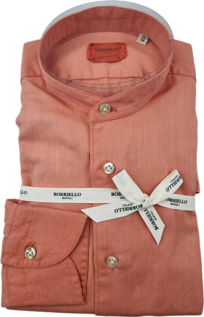 Camicia casual uomo Borriello Coreana color arancio, maniche lunghe, tessuto leggero, stile elegante e moderno