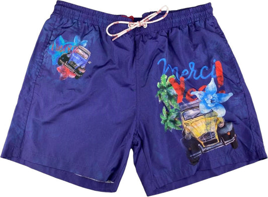 Boxer mare uomo BoB Company fantasia macchina blu. Fronte