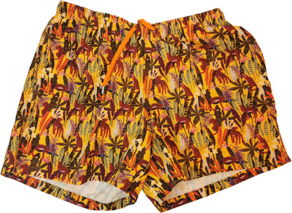Boxer mare uomo Gallo fantasia giungla arancio multicolor, costume da bagno per attività acquatiche e tempo libero.