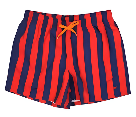 Boxer mare uomo Gallo con fantasia a righe rosso e blu, tessuto di qualità, ideali per l'estate e il mare.