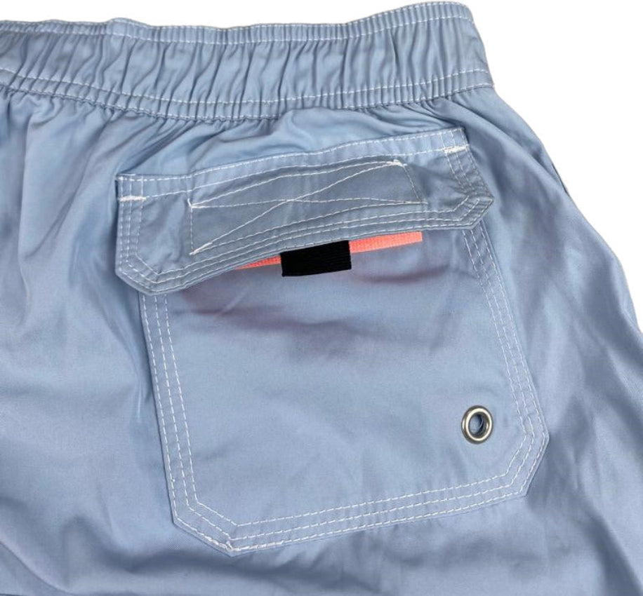 Boxer mare uomo Sunstripes tinta unita celeste. Tasca