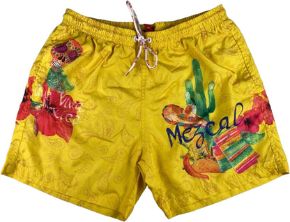 BoB Company men's swim trunks - patterned - yellow color