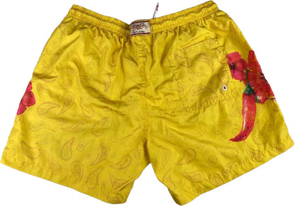 BoB Company men's swim trunks - patterned - yellow color