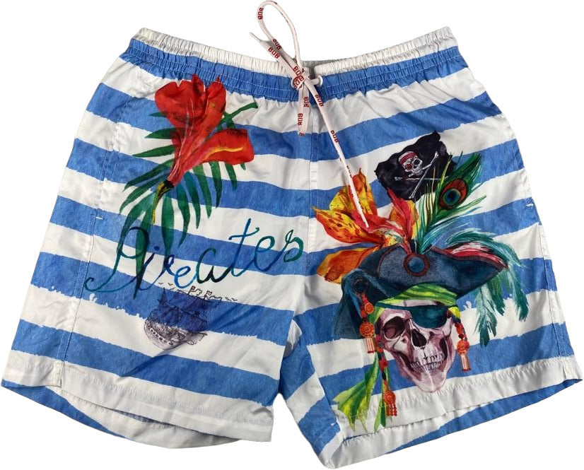 Boxer mare Uomo BoB Company - fantasia Righe e Disegni - colore azzurro/bianco