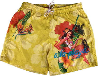 boxer mare uomo bob company fantasia hawaii colore giallo fronte