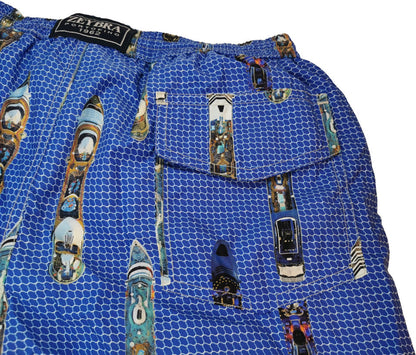 Boxer mare Uomo Zeybra Portofino 1962 - fantasia navi - colore blu elettrico