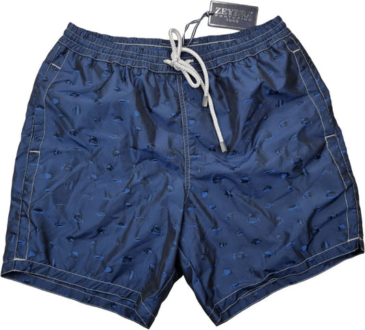 Boxer mare uomo Zeybra Portofino 1962 fantasia pesci blu. Fronte