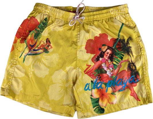 boxer mare uomo bob company fantasia hawaii colore giallo fronte