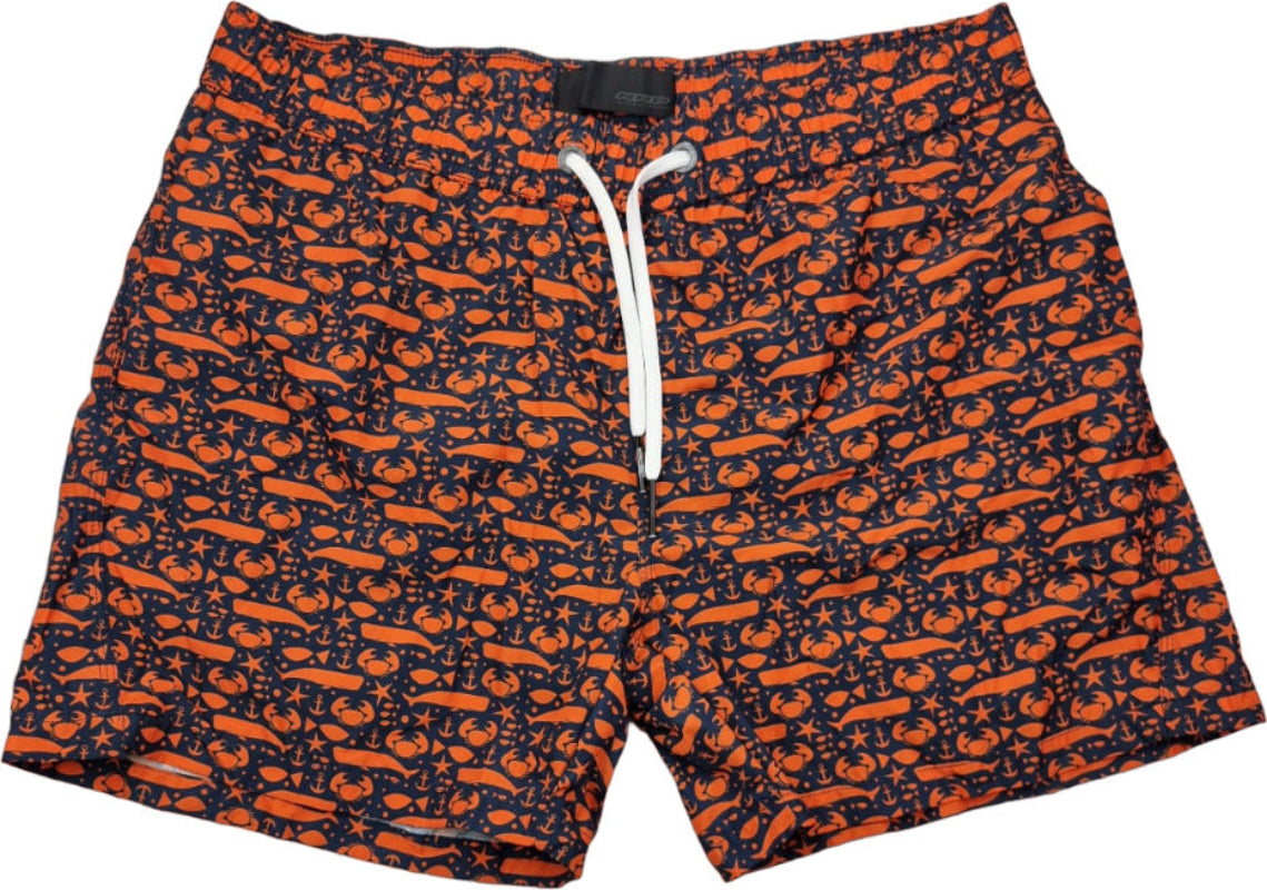 Boxer Mare Uomo RRD Fantasia Paranza Blu Stile Italiano per l'Estate. fronte