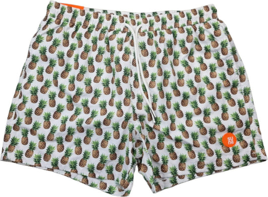 Boxer Mare Uomo Suns Fantasia Ananas Bianco Stile Tropicale Estivo
