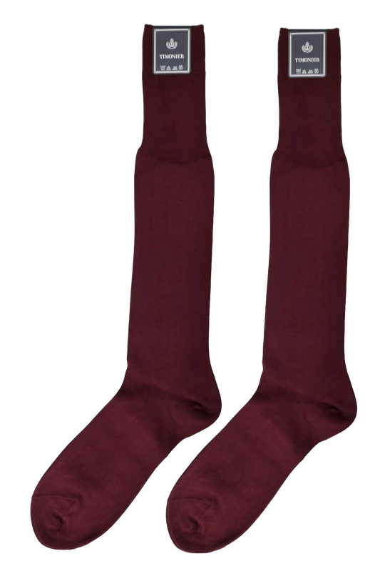 Calze Lunghe Uomo Timonier Bordeaux Tinta Unita Cotone Karnak 100% Egiziano