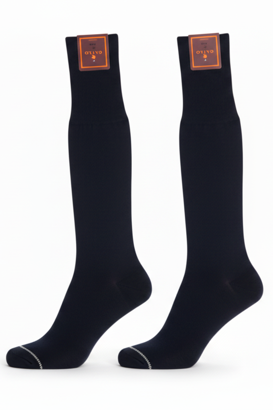 🏷️ Alt text: Calze lunghe uomo Gallo nero tinta unita cotone 100% - vista frontale
