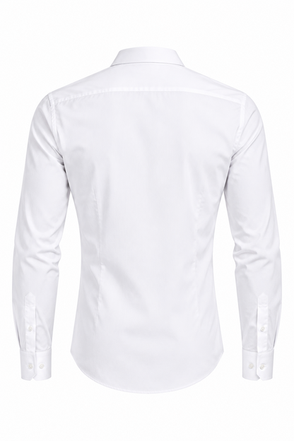 La camicia uomo Bagutta BC345D bianca rinnova un classico del guardaroba con la trama micro piquet millerighe. Il tessuto in 100% cotone, retro