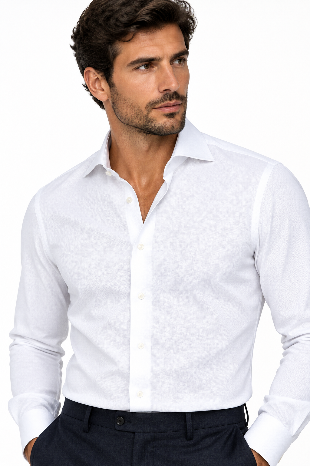 Camicia uomo Barba bianco indossata da modello 6