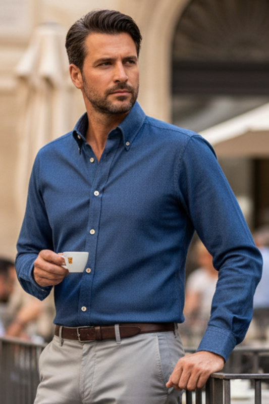 Camicia uomo Borriello collo button down denim