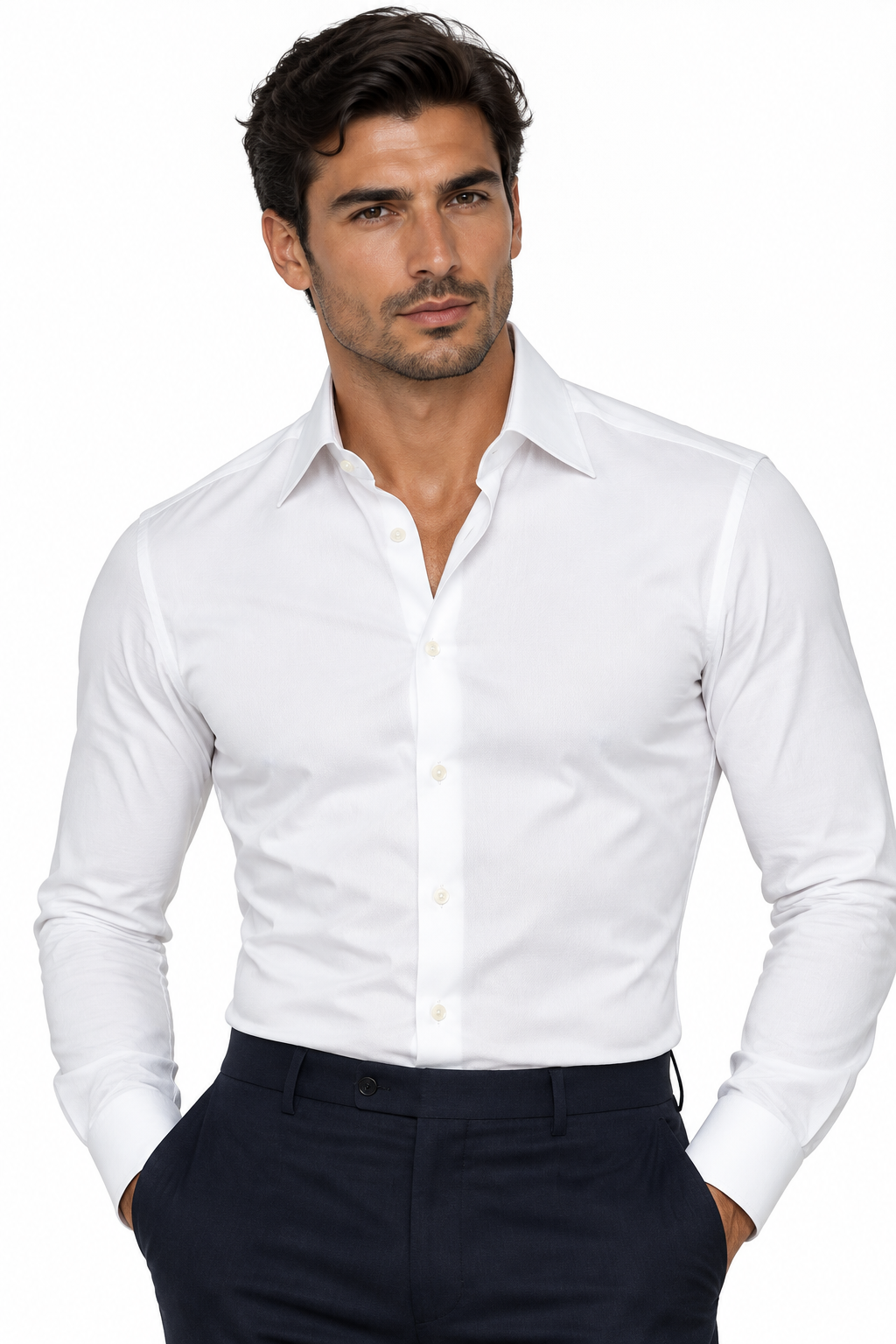 La camicia uomo Del Siena FQ64 bianca slim fit è una base essenziale per un guardaroba curato. Realizzata in 100% cotone