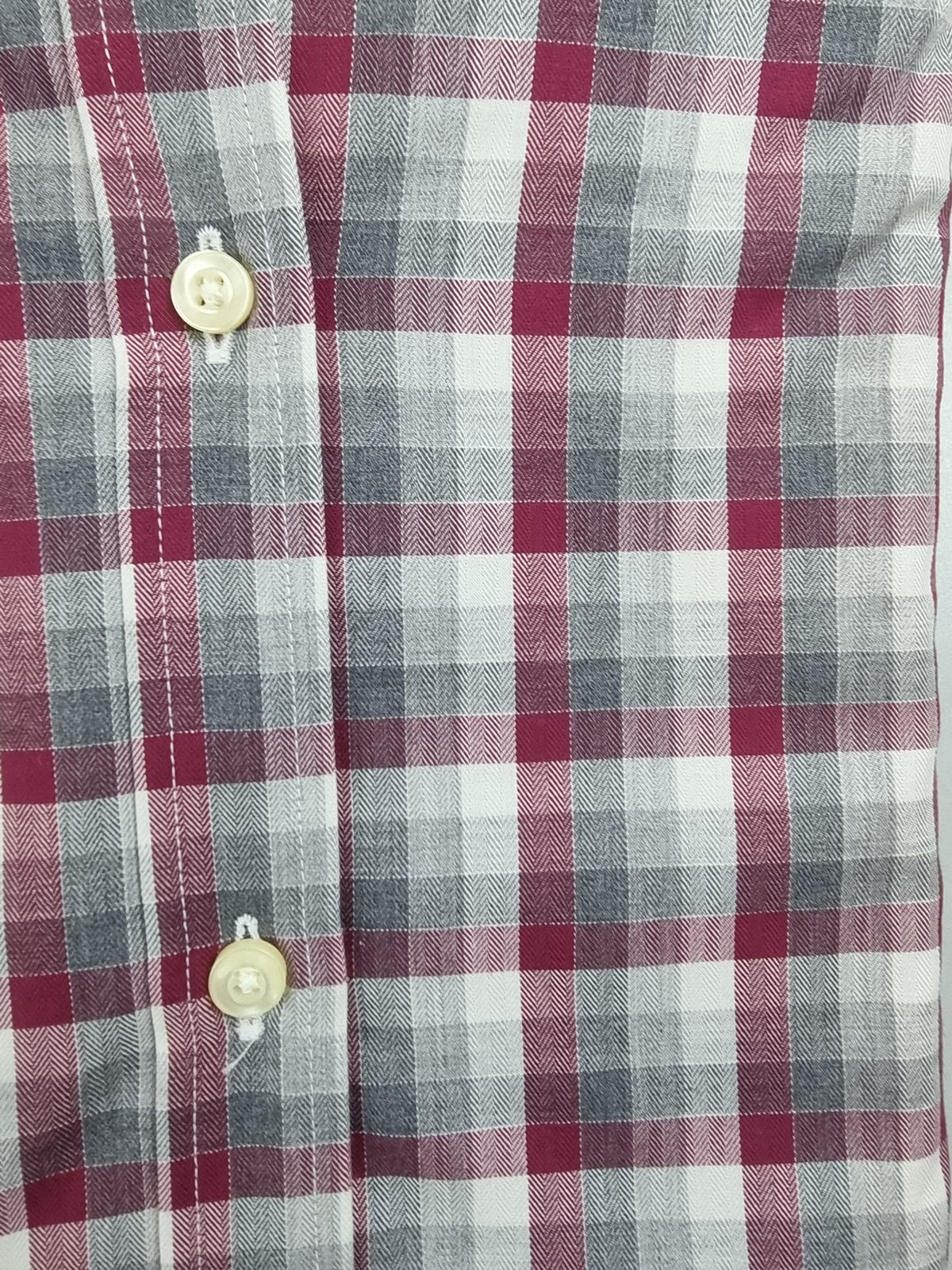 Camicia uomo Del Siena fantasia quadri nei colori rosso grigio bianco particolare