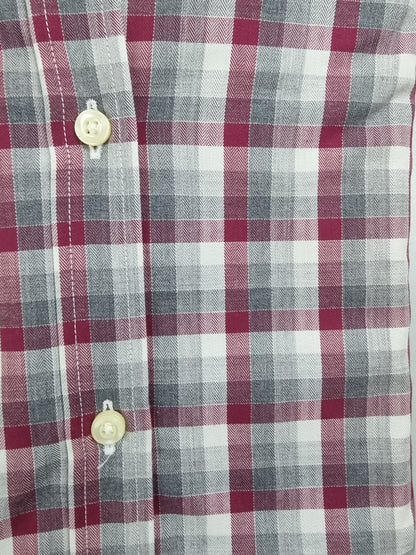 Camicia uomo Del Siena fantasia quadri nei colori rosso grigio bianco particolare