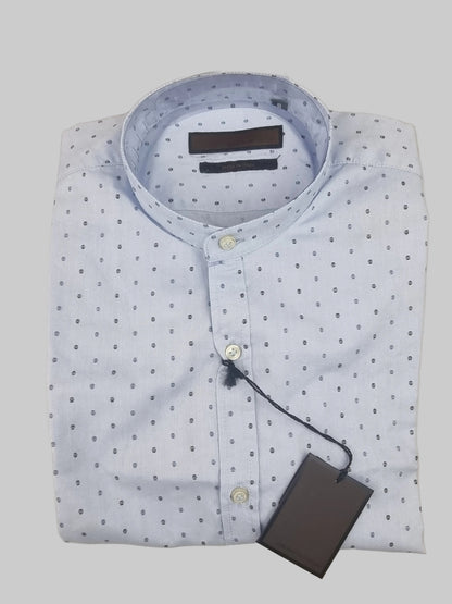Camicia uomo Laboratori Italiani celeste micro fantasia