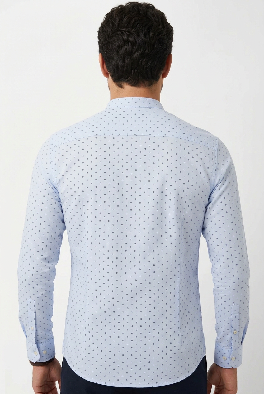 Camicia uomo Laboratori Italiani celeste micro fantasia