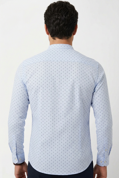 Camicia uomo Laboratori Italiani celeste micro fantasia