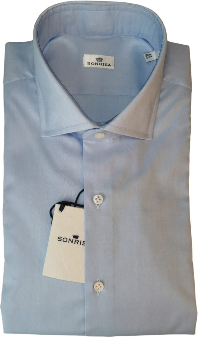 Camicia uomo Sonrisa tinta unita collo francese celeste2