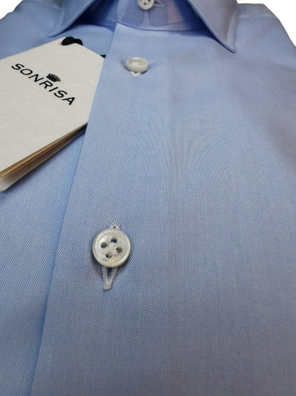 Camicia uomo Sonrisa tinta unita collo francese celeste3