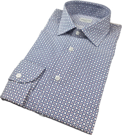 Camicia uomo Bagutta -  Fantasia -  Collo francese - Colore bianco/blu/rosso - Slim