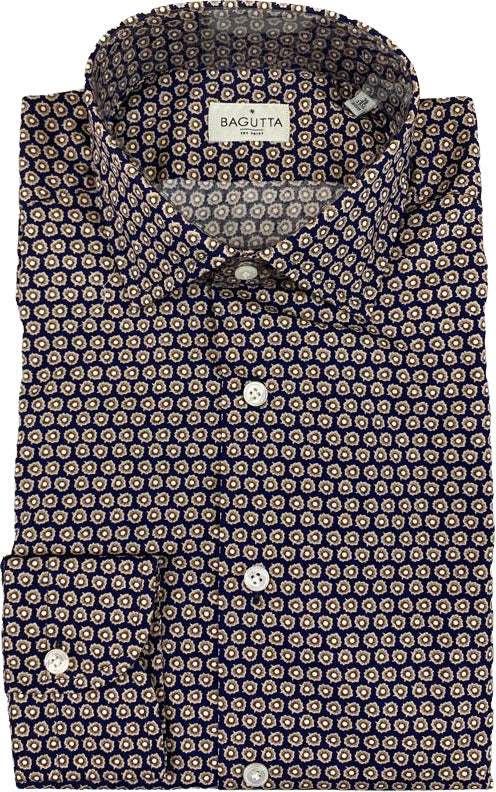 Camicia uomo Bagutta -  Fantasia - Colore verde/marrone