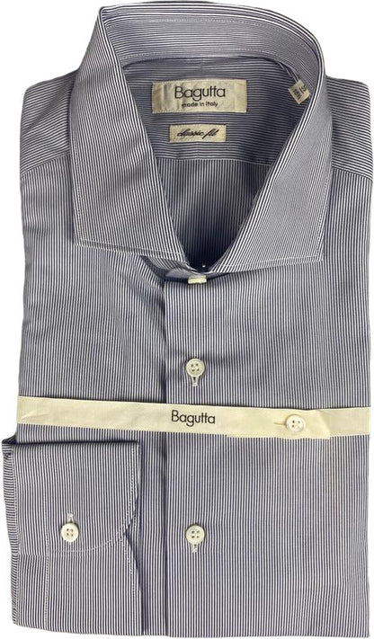 Bagutta Men's Shirt - Striped Pattern - White/Grey