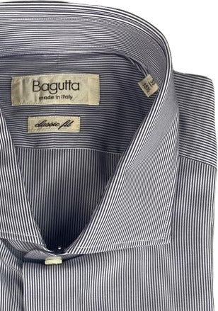 Bagutta Men's Shirt - Striped Pattern - White/Grey