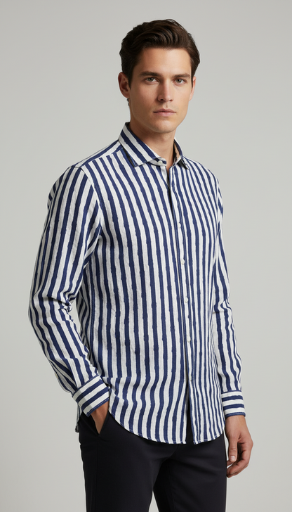 Camicia uomo Bagutta - Righe - Colore bianco/blu