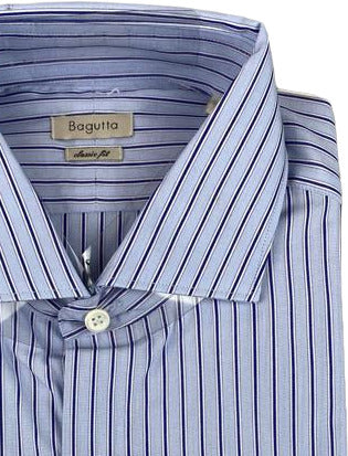 Bagutta Men's Shirt - Striped - White/Blue