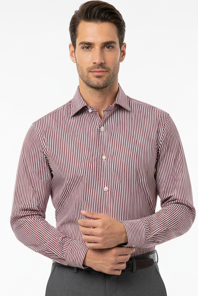 Camicia uomo Bagutta - Righe - Bianco/Rosso