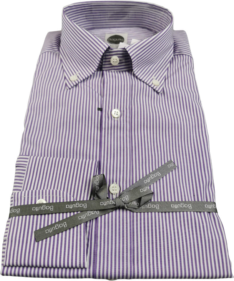 Camicia uomo Bagutta - Righe - Button down - bianco/lilla