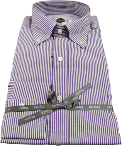 Camicia uomo Bagutta - Righe - Button down - bianco/lilla