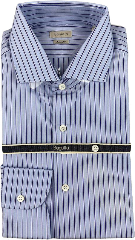 Bagutta Men's Shirt - Striped - Light Blue/White/Blue