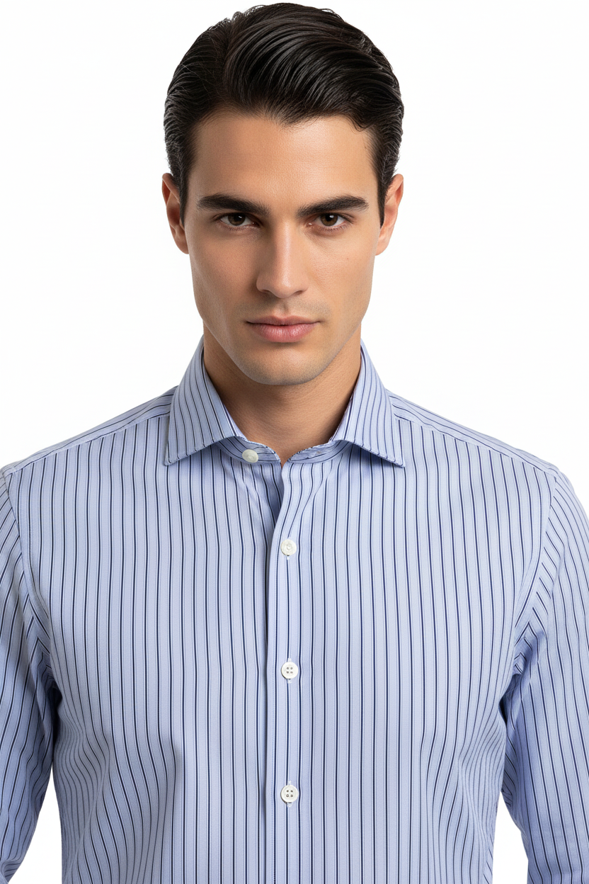 Bagutta Men's Shirt - Striped - Light Blue/White/Blue