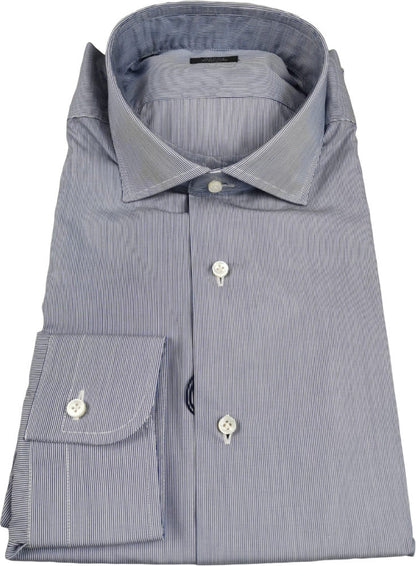 Barba men's shirt - Striped pattern - French collar - White/denim color