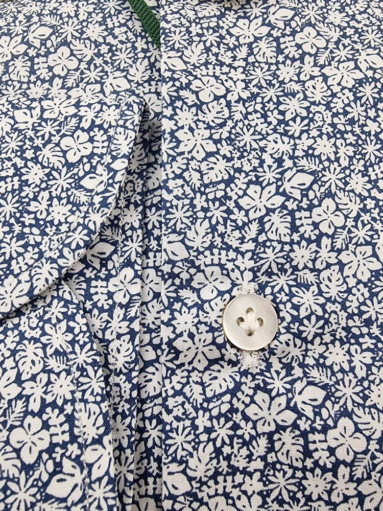 Camicia uomo Borriello - Fiori - Blu/bianco